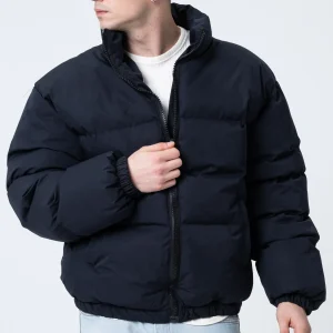 Garen Erkek Siyah Oversize Bomber Su Geçirmez Mont